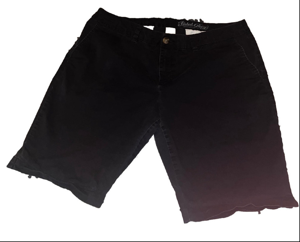 FADED GLORY WOMENS BLACK CHINO BERMUDA SHORTS
